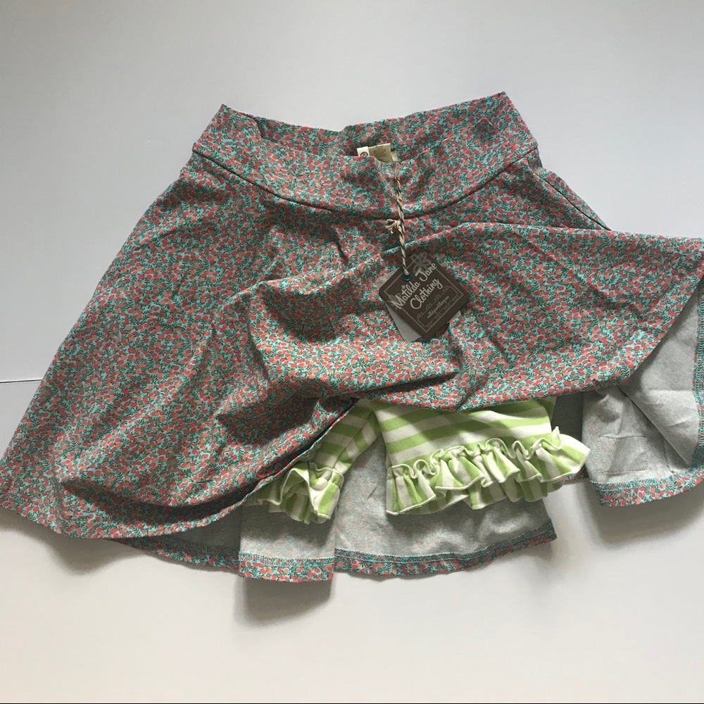 NWT Matilda Jane dance today skirt w/ shorties 14 flowered aqua with coral new